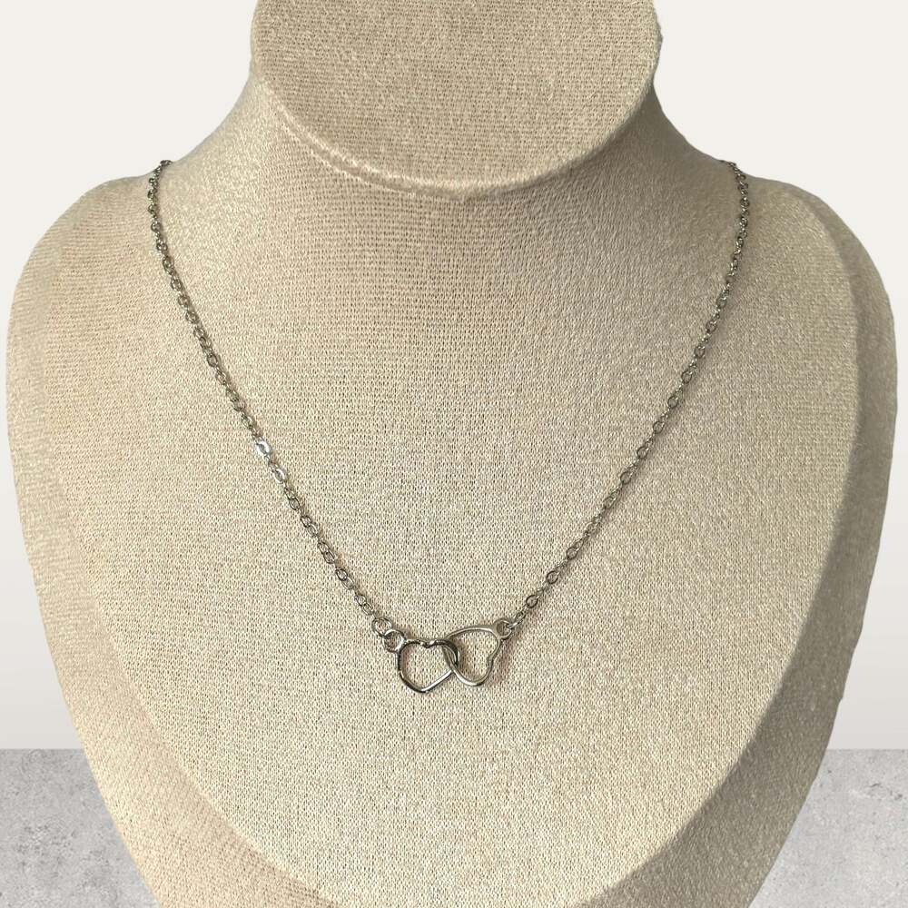 Interlocking Hearts Silver Necklace